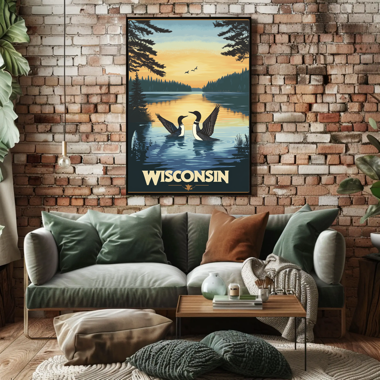 Wisconsin Lake Vintage Poster
