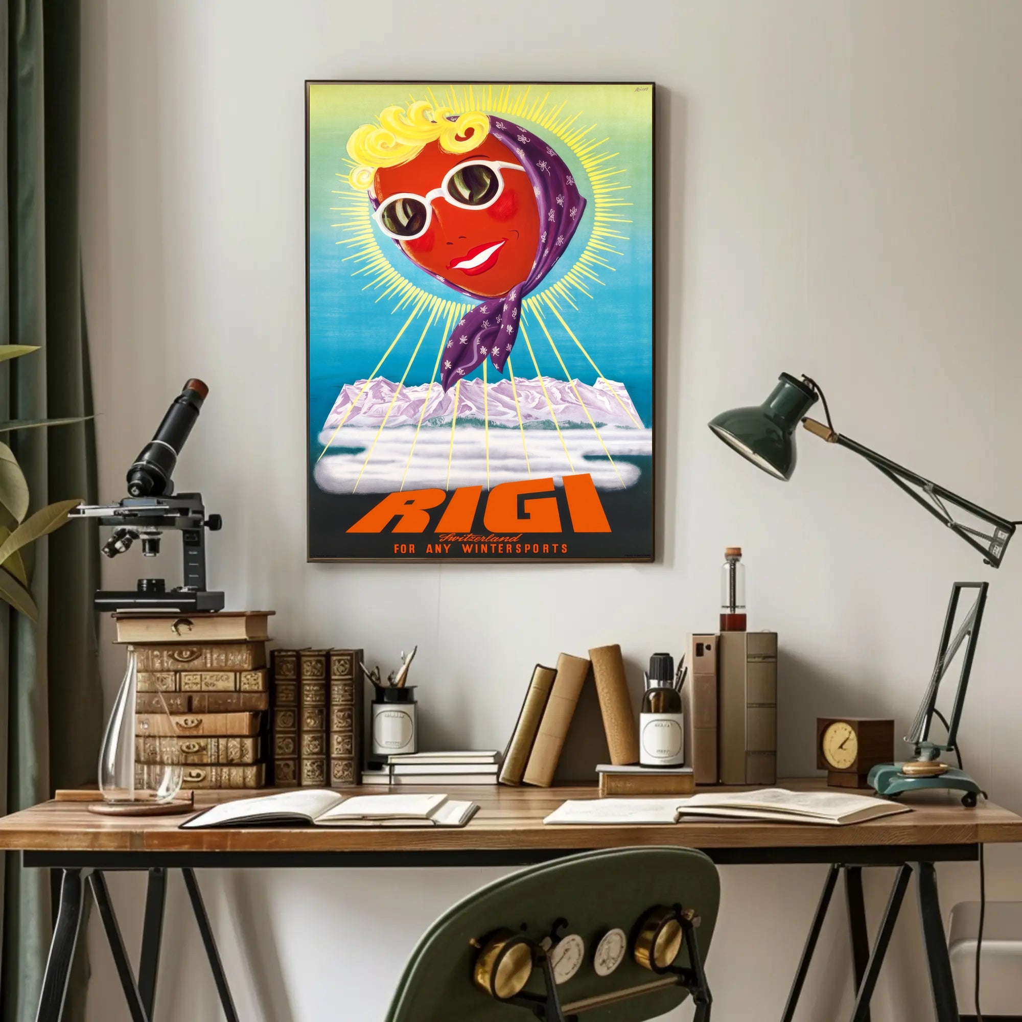 Rigi Switzerland Winter Adventure Retro Travel Poster PosterGoat