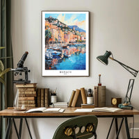 Monaco Harbor Impressionistic Style Travel Poster PosterGoat