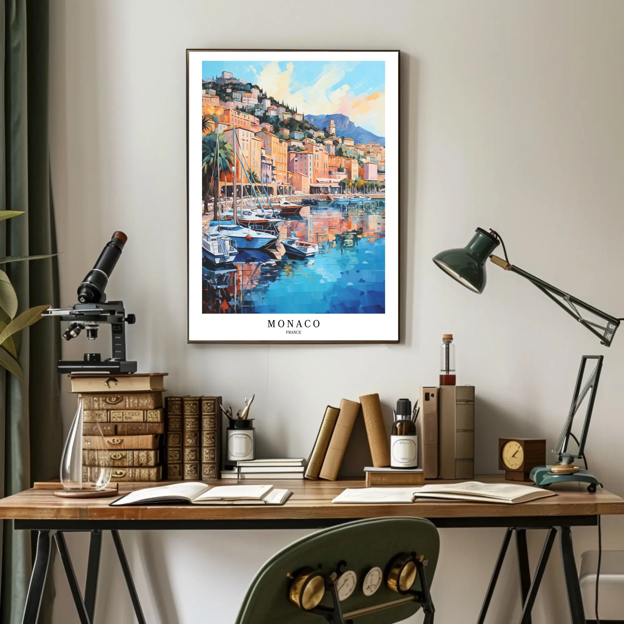 Monaco Harbor Impressionistic Style Travel Poster PosterGoat