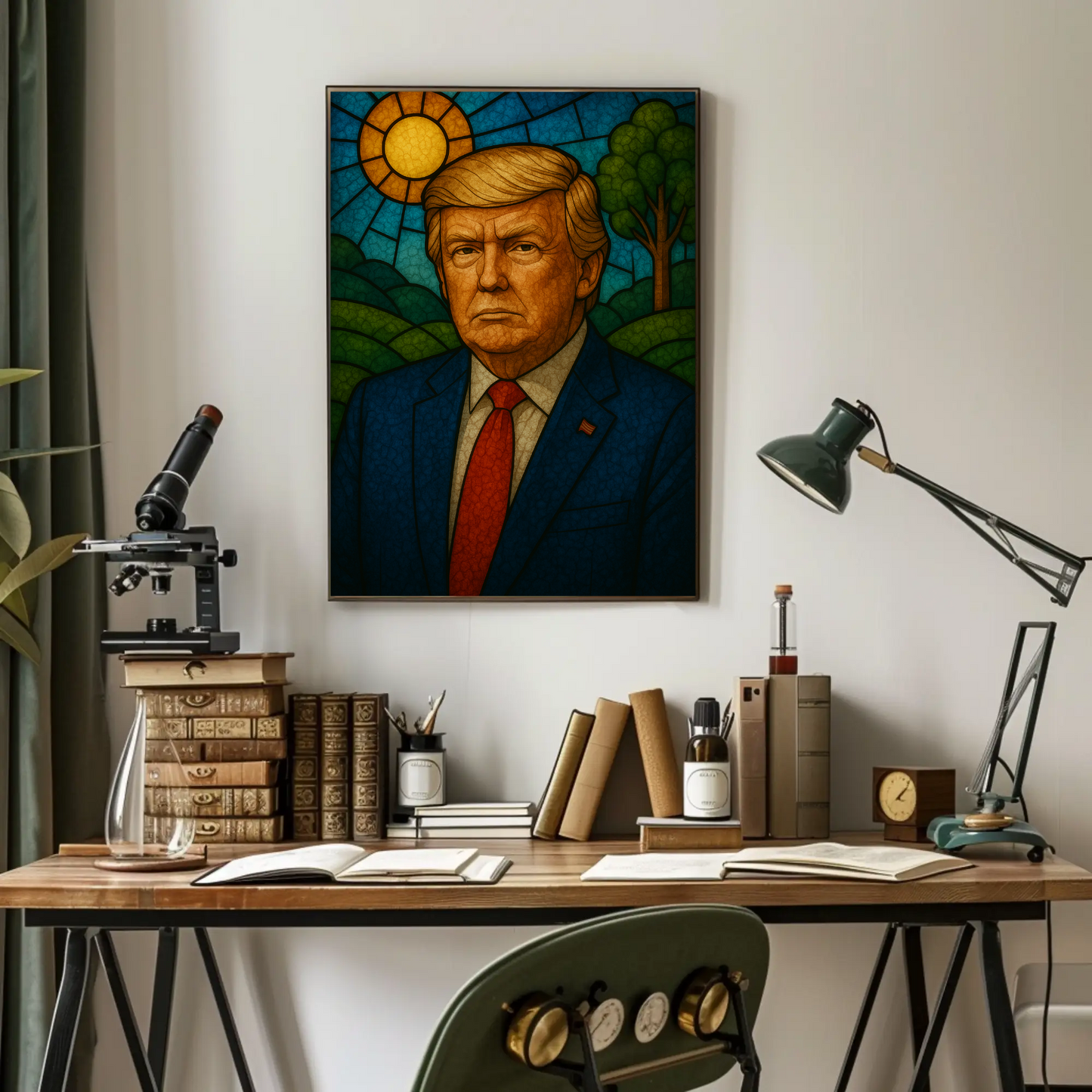 Donald Trump Stained Glass Style Poster