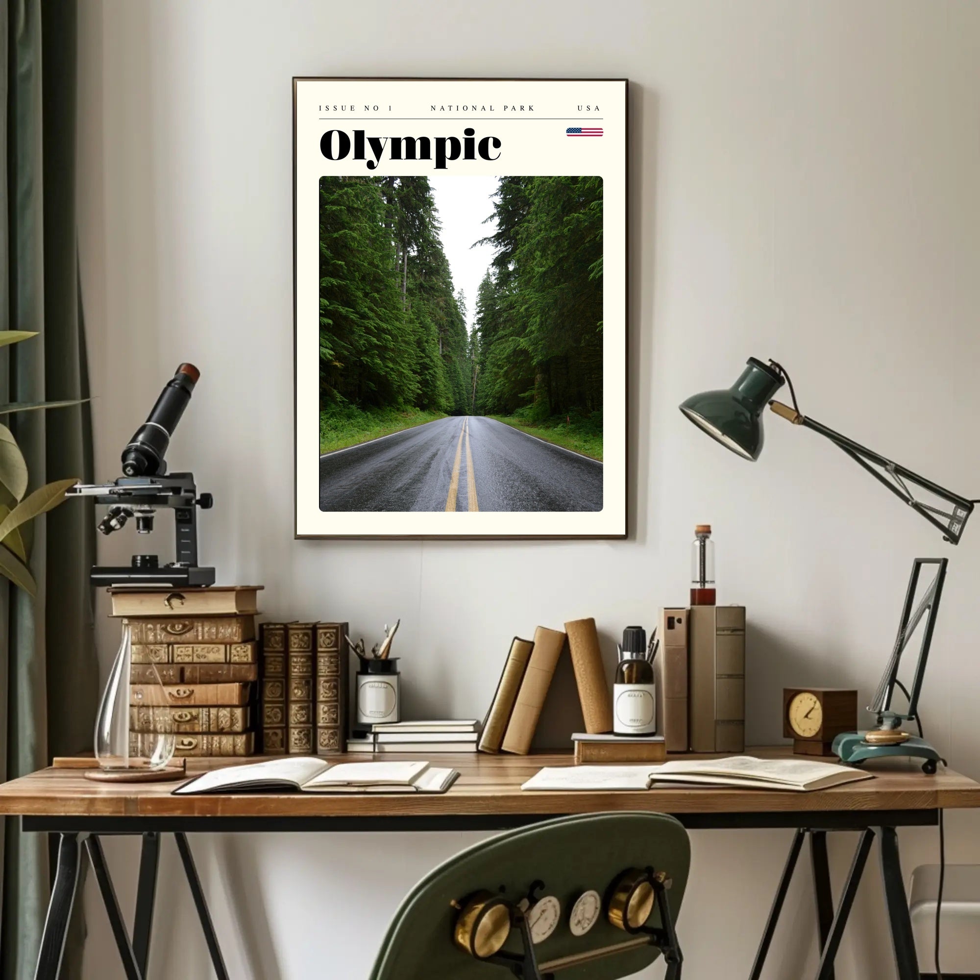 Olympic National Park Poster Vintage Travel Print