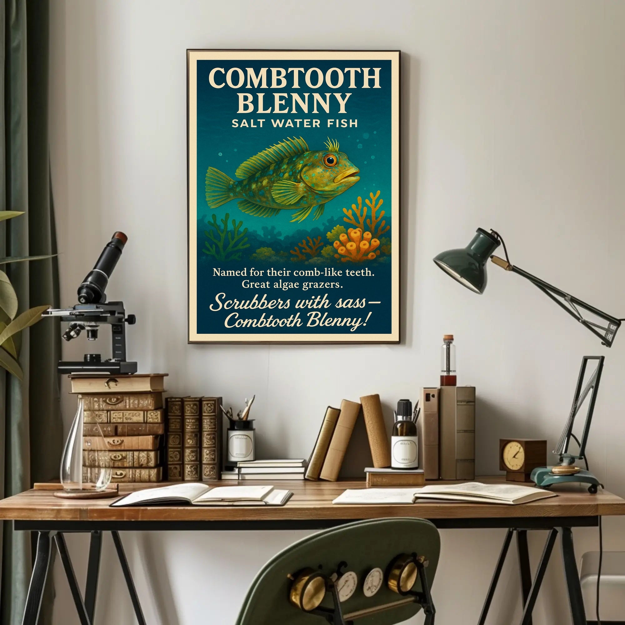 Combtooth Blenny Saltwater Fish Poster Art PosterGoat