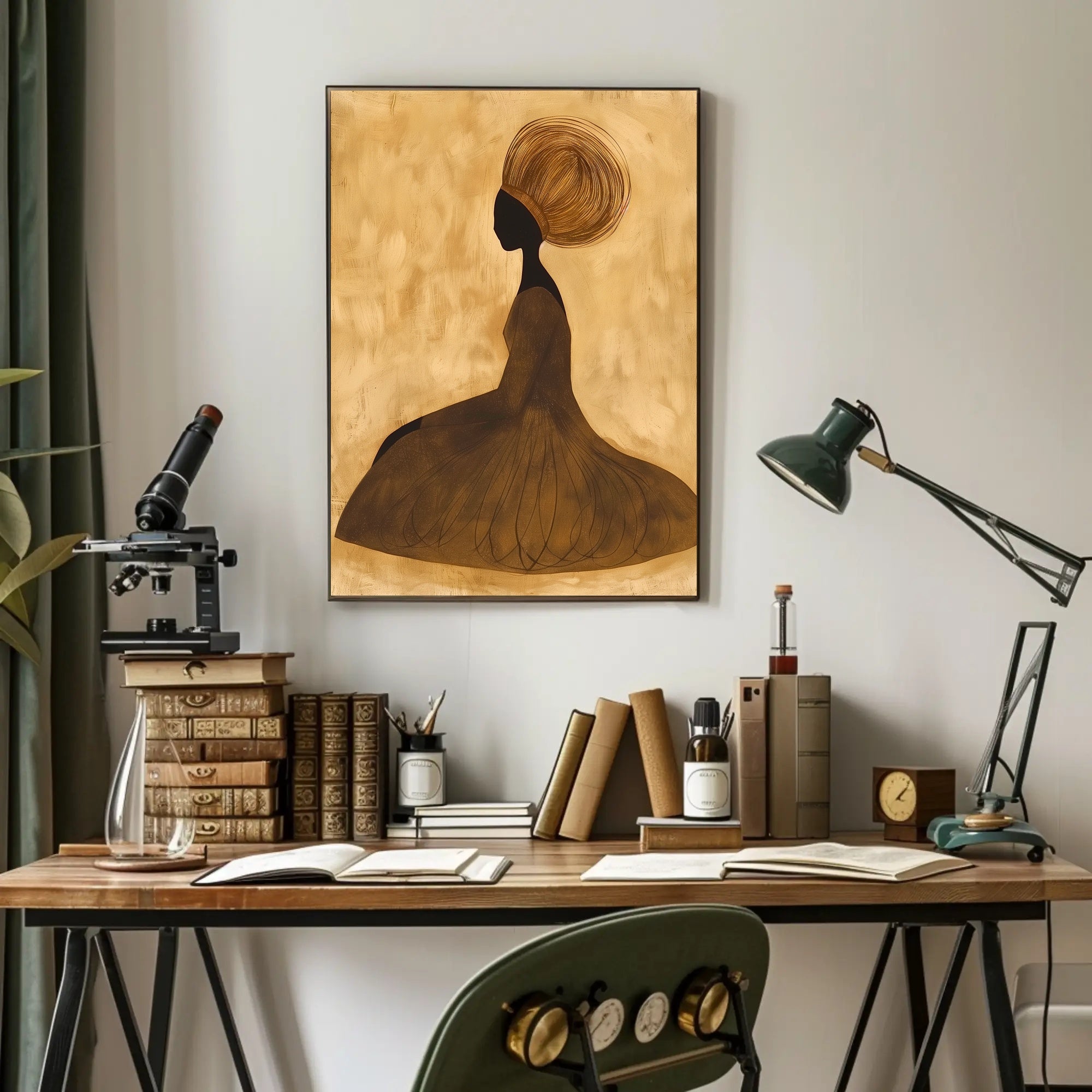 Silhouette Gold Poster Minimalist Abstract Wall Art