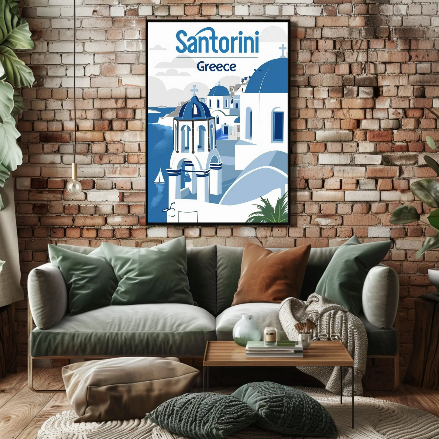 Santorini, Greece Vintage Style Poster