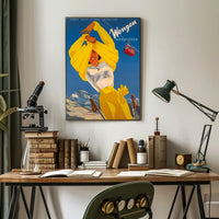 Wengen Skiing Scene Vintage Travel Poster PosterGoat