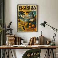 Florida Beaches and Space Launch Vintage Travel Poster