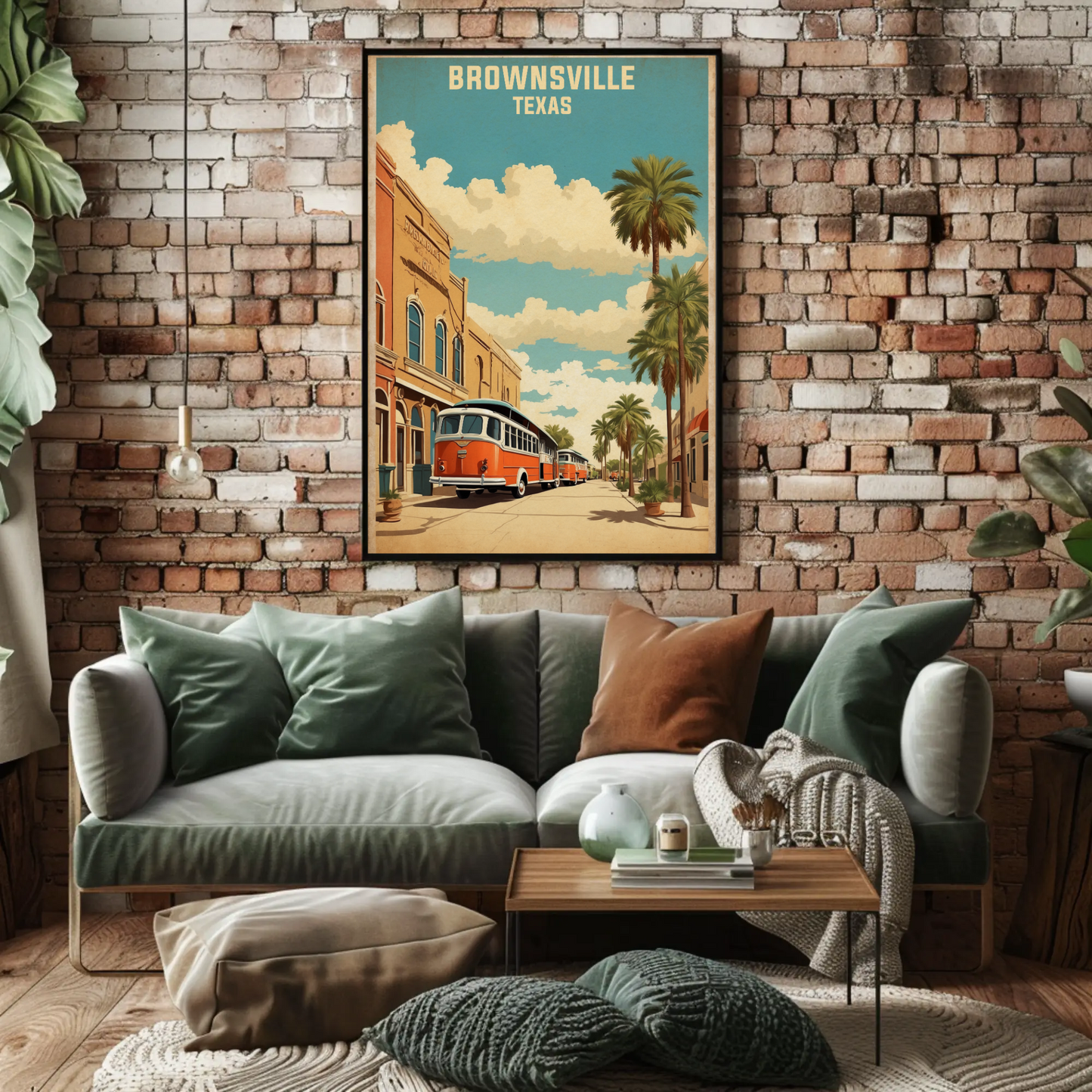 Brownsville Texas American Scene Art Vintage Travel Poster