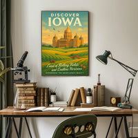 Discover Iowa Land of Rolling Fields Poster