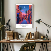 Marrakech Street Scene Evening Travel Poster