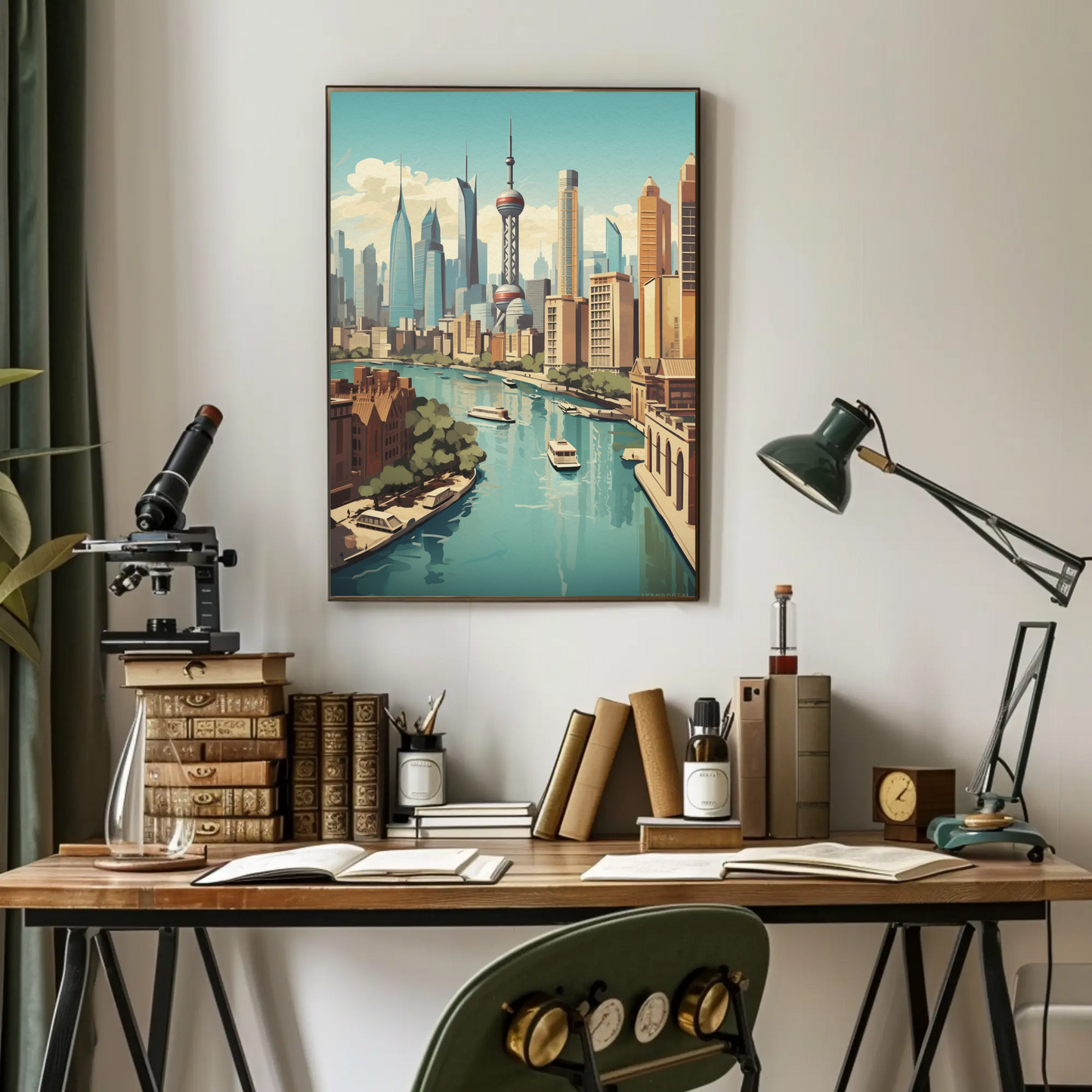 Shanghai Modern Skyline and River Travel Poster