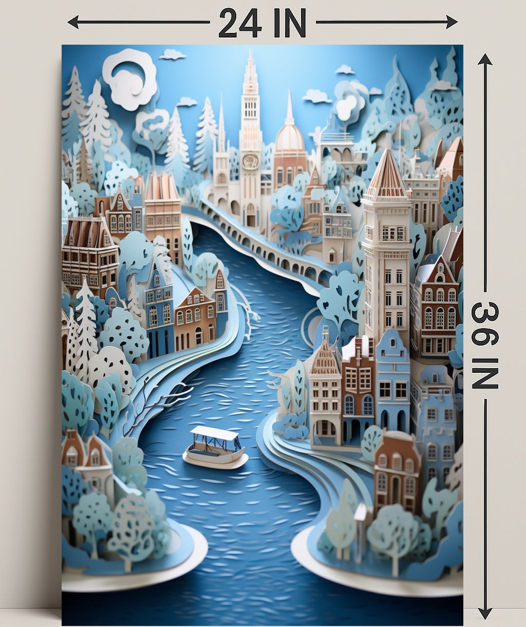 Whimsical River Cityscape Poster