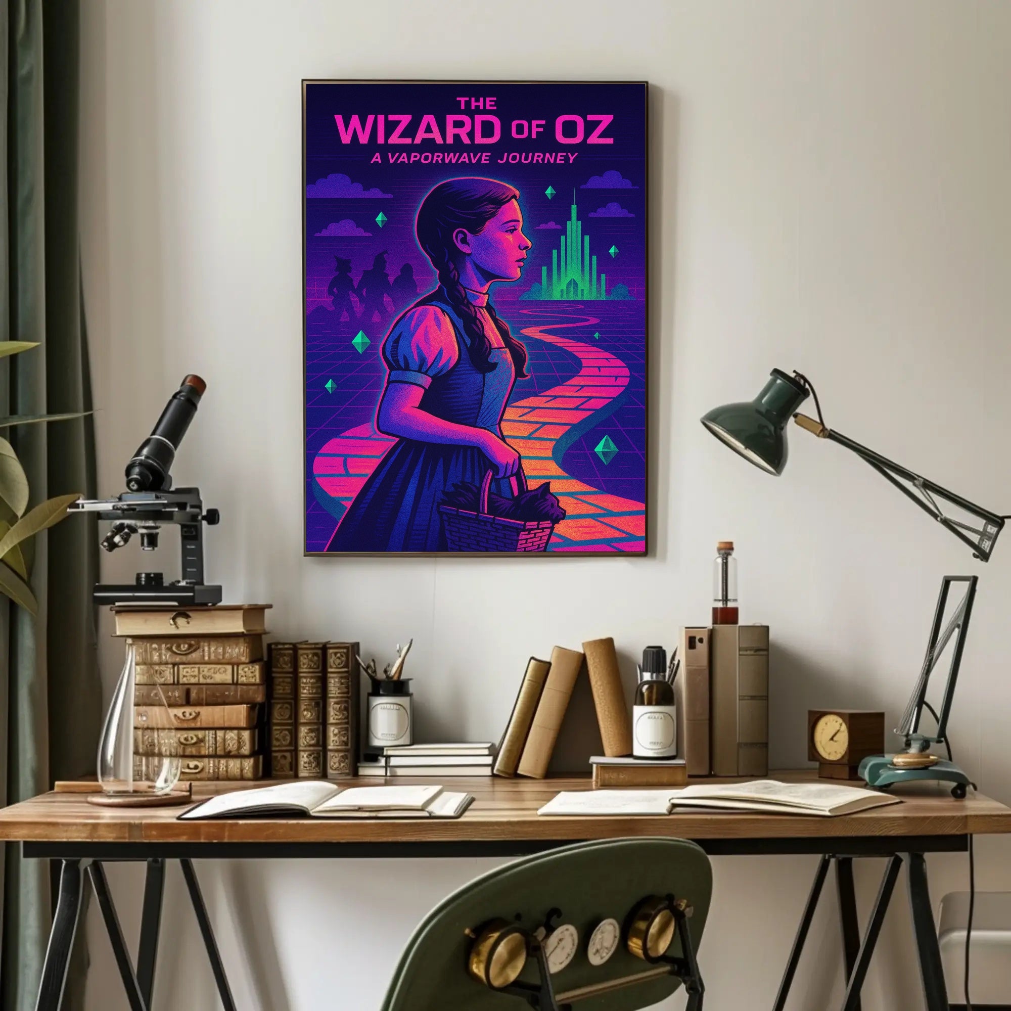 Vaporwave Wizard of Oz Fantasy or Mythology Poster PosterGoat