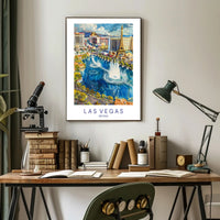 Las Vegas Cityscape Watercolor Illustration Travel Poster PosterGoat