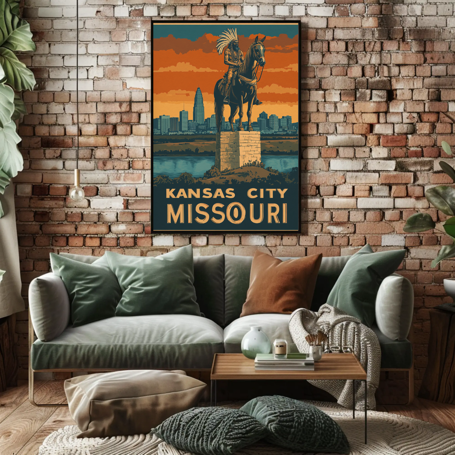 Kansas City Missouri Vintage Poster - Native Monument