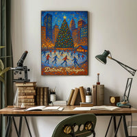 Detroit Winter Wonderland Vintage Collectors Poster