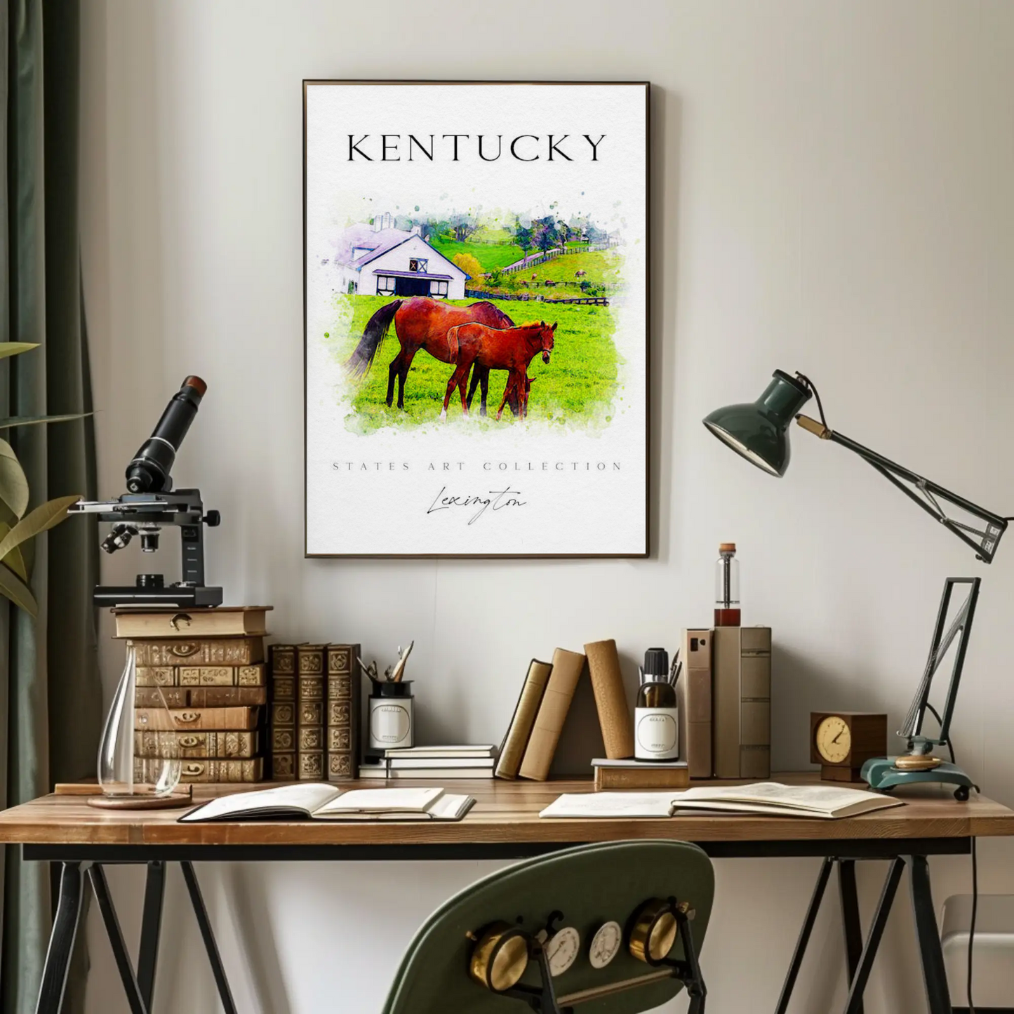 Kentucky Horse Farm Lexington Pastoral Scene Poster