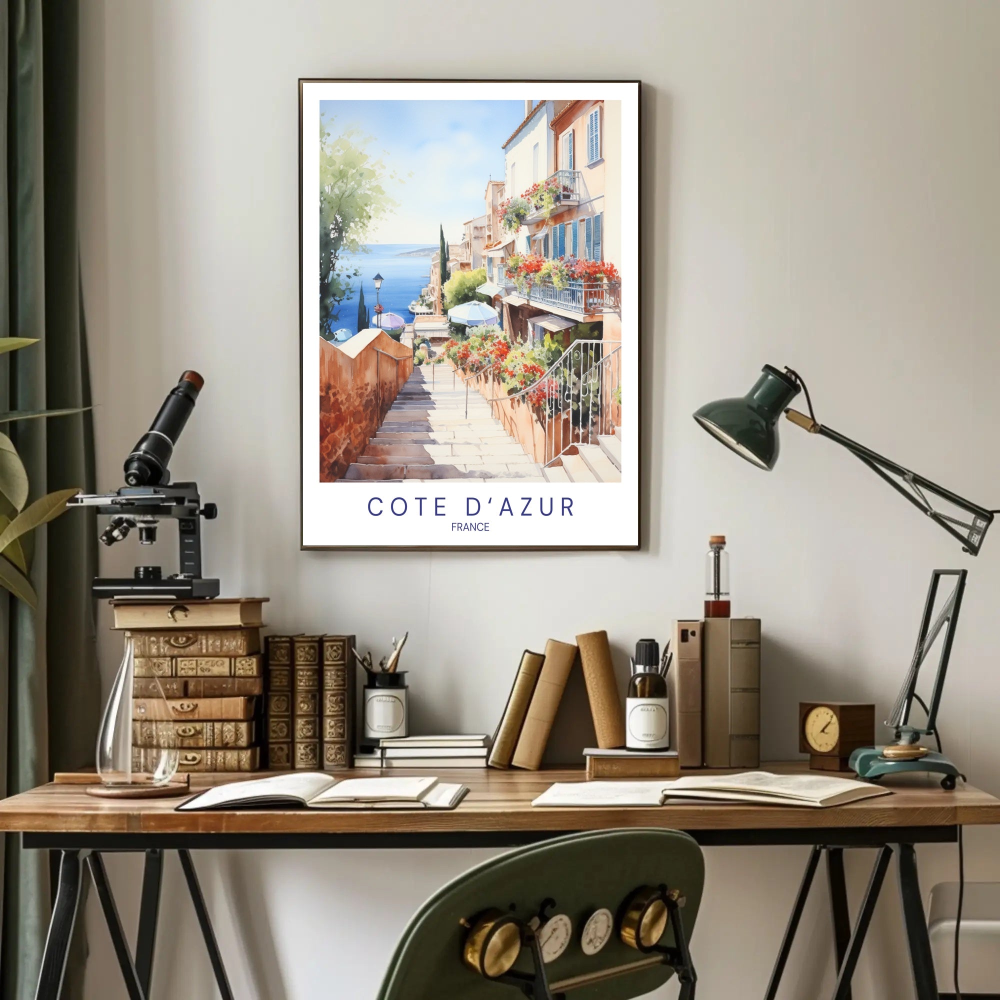 Côte d'Azur Watercolor Scenic Travel Poster PosterGoat