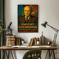Eisenhower Stained Glass Vintage Patriotic Poster