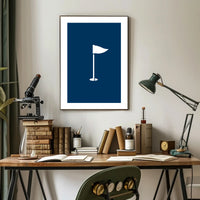 Minimalist White Flag on Deep Blue Background Poster