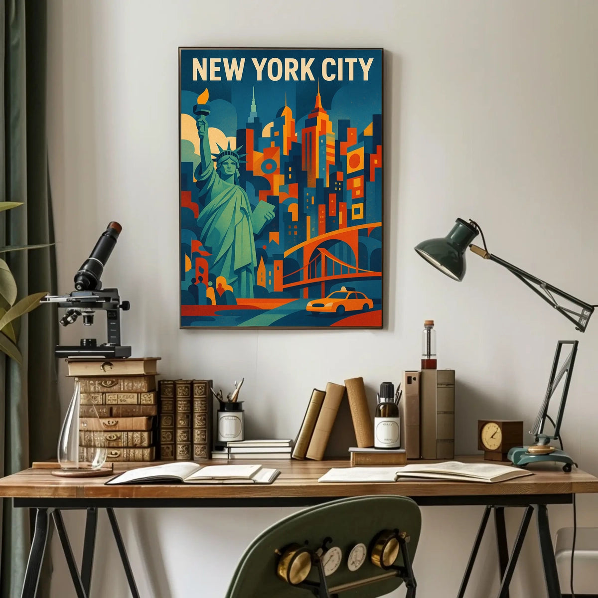 New York City Poster Abstract Urban Skyline Wall Art