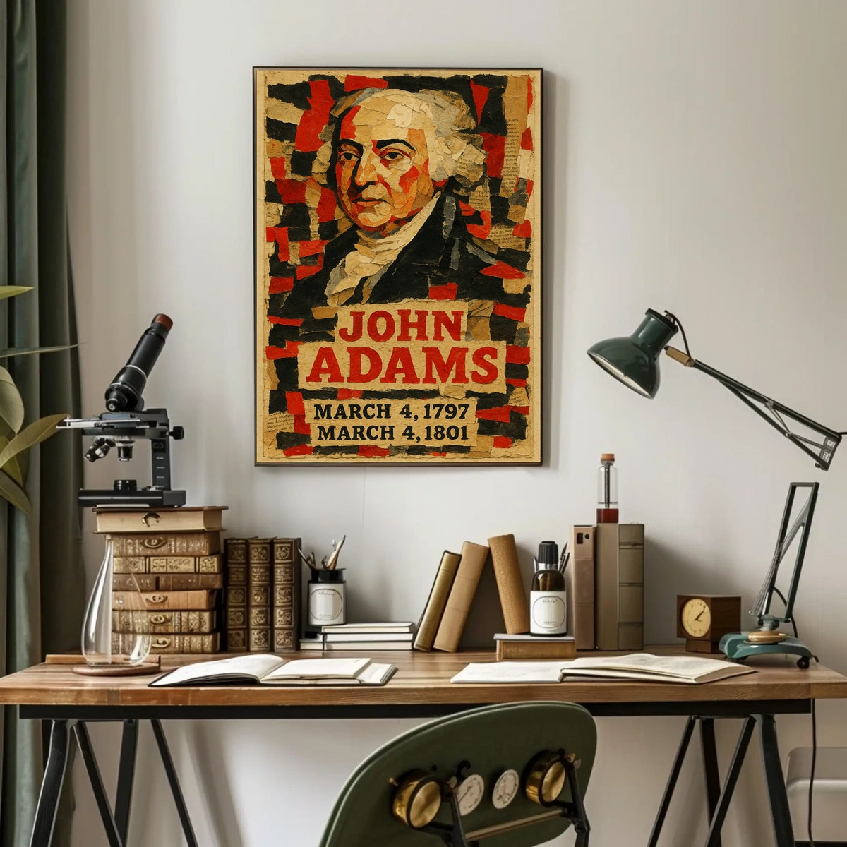 John Adams 2nd President of the United States Layered paper Collage Poster