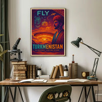 Turkmenistan Vintage Travel Poster with Cultural Elements PosterGoat