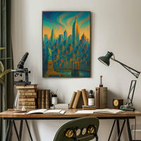 New York City Dreamscape Poster Abstract Cityscape Wall Art