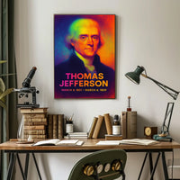 Thomas Jefferson 3rd President of the United States Neon Gradient Overlay Poster