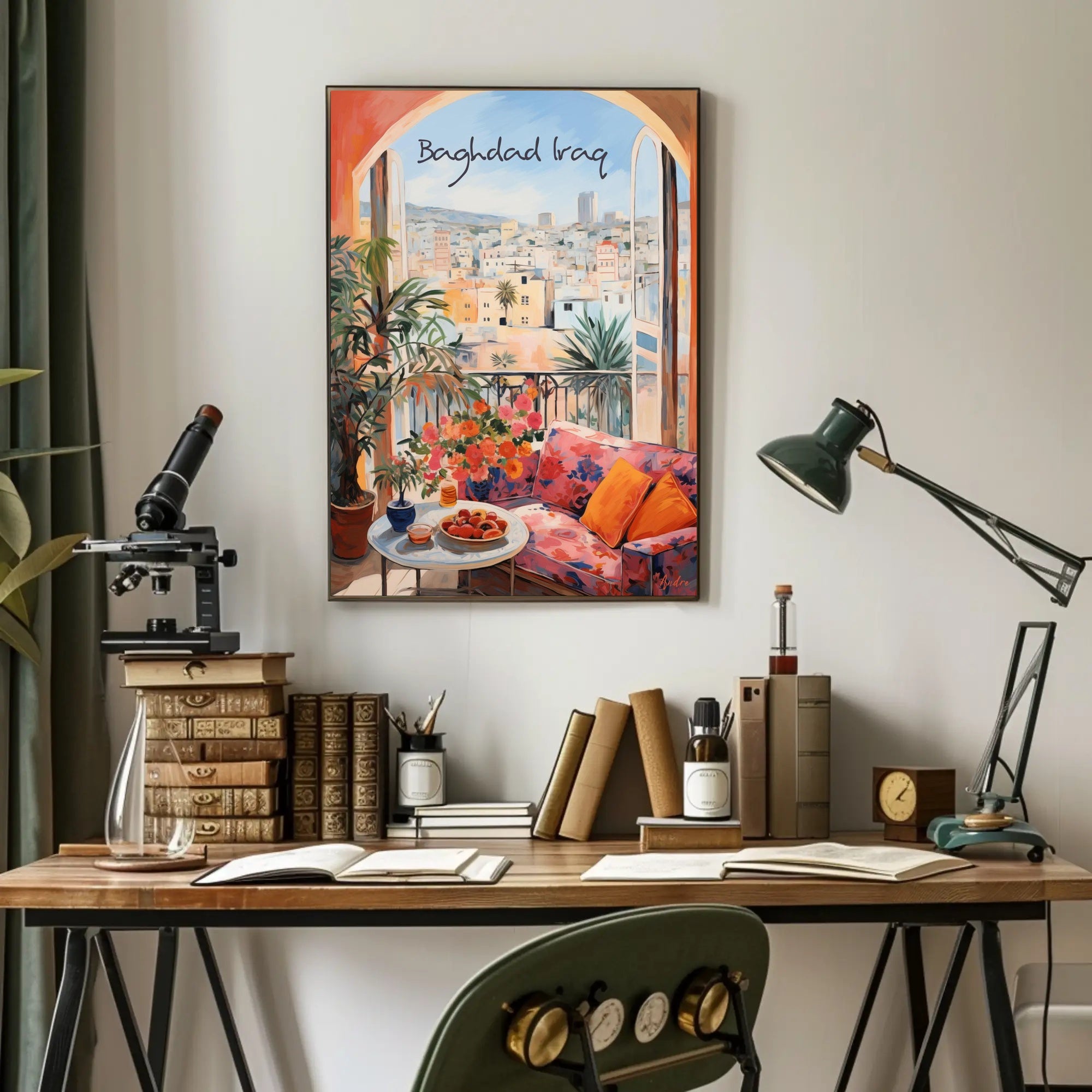 Baghdad Balcony View: Urban Serenity Poster
