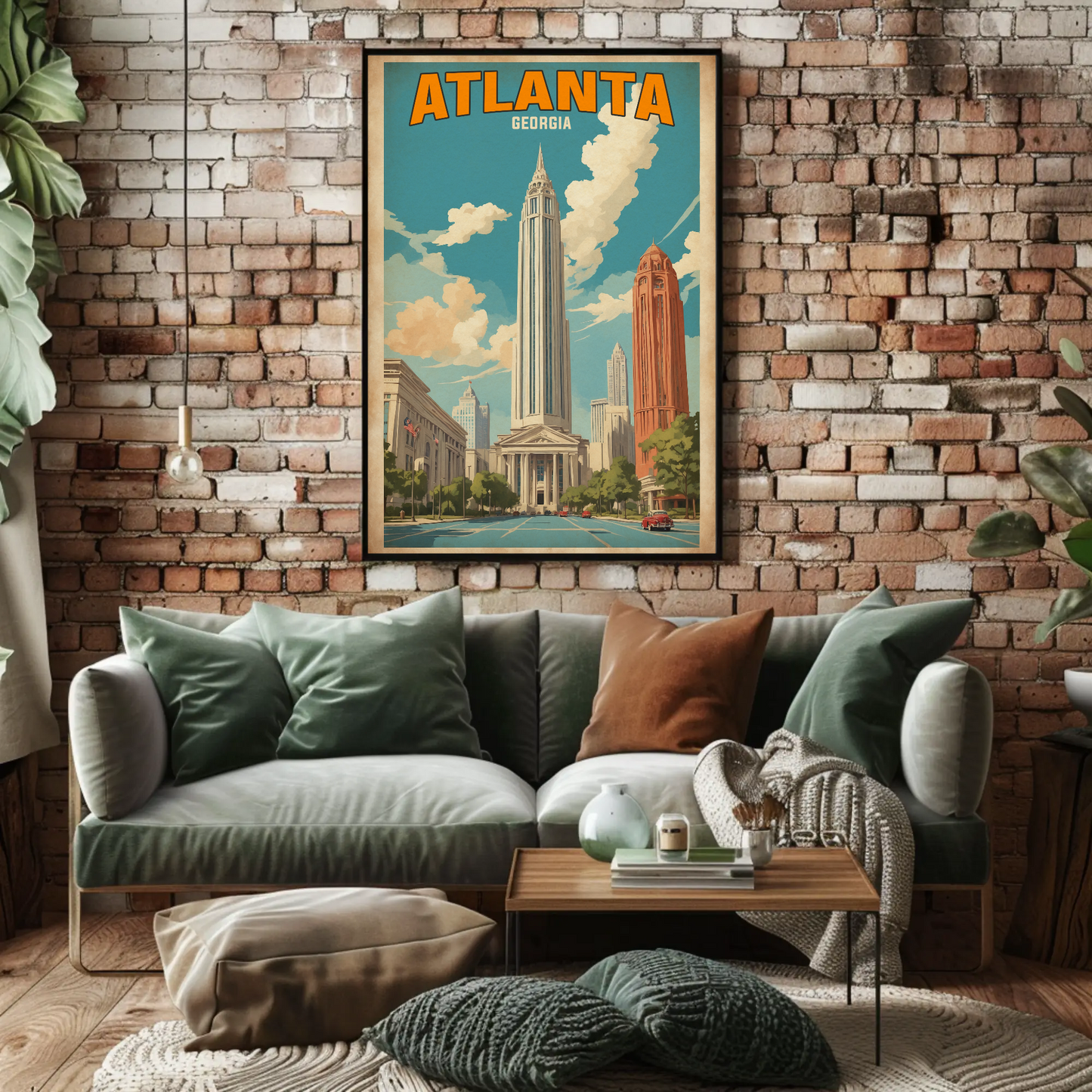 Atlanta Georgia Skyscraper Skyline Vintage Travel Poster