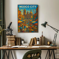 Mexico City Market Scene Poster