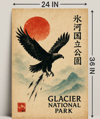 Vintage Glacier Park Poster with Japanese Artistic Flair