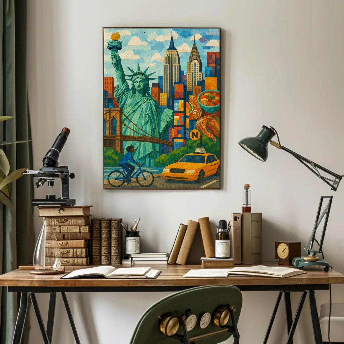 Iconic New York City Mosaic Art Poster Abstract Wall Art