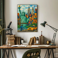 Iconic New York City Mosaic Art Poster Abstract Wall Art