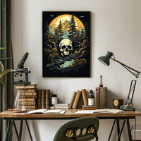 Dramatic Wilderness Skull Scene Art Print - Abstract, Artistic, or Pop Culture Poster