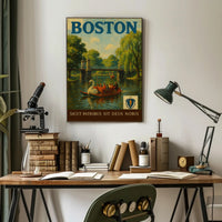 Charming Boston Public Garden Vintage Travel Poster