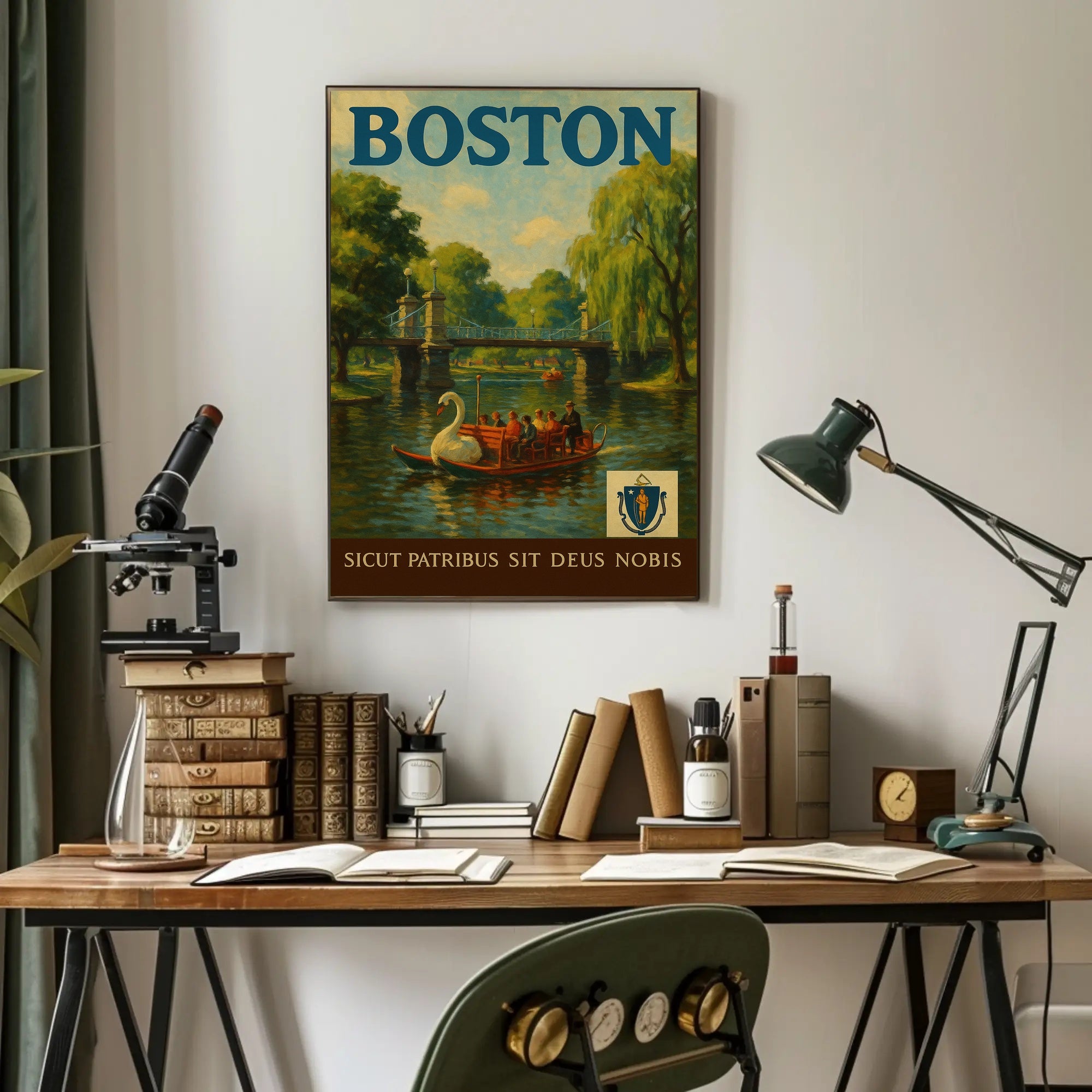 Charming Boston Public Garden Vintage Travel Poster