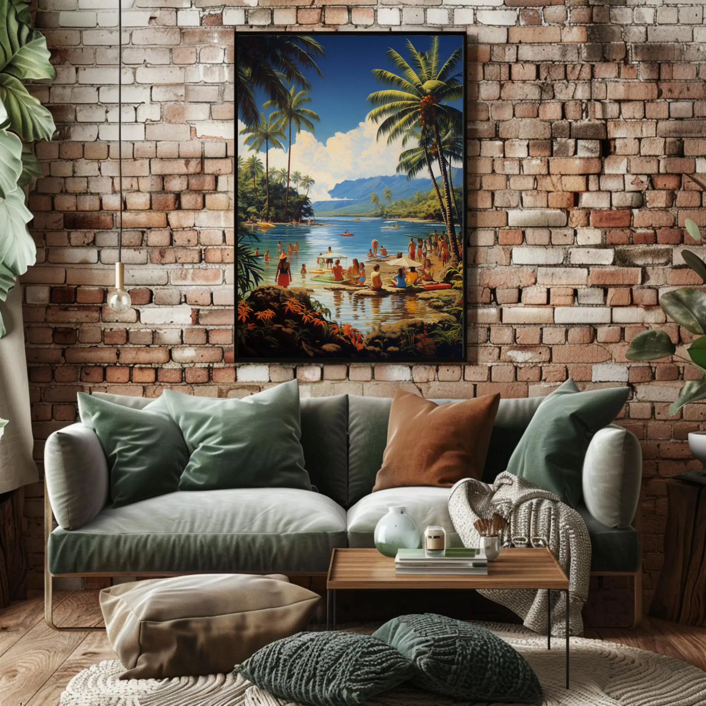 Tropical Lagoon Beach Paradise Vintage Travel Poster