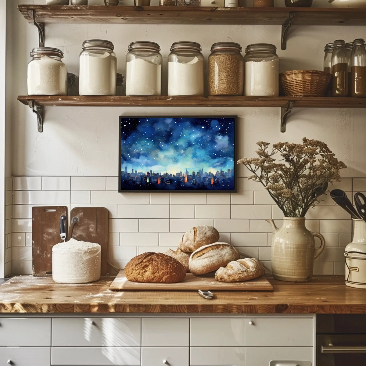 Starry Night Over the City Poster