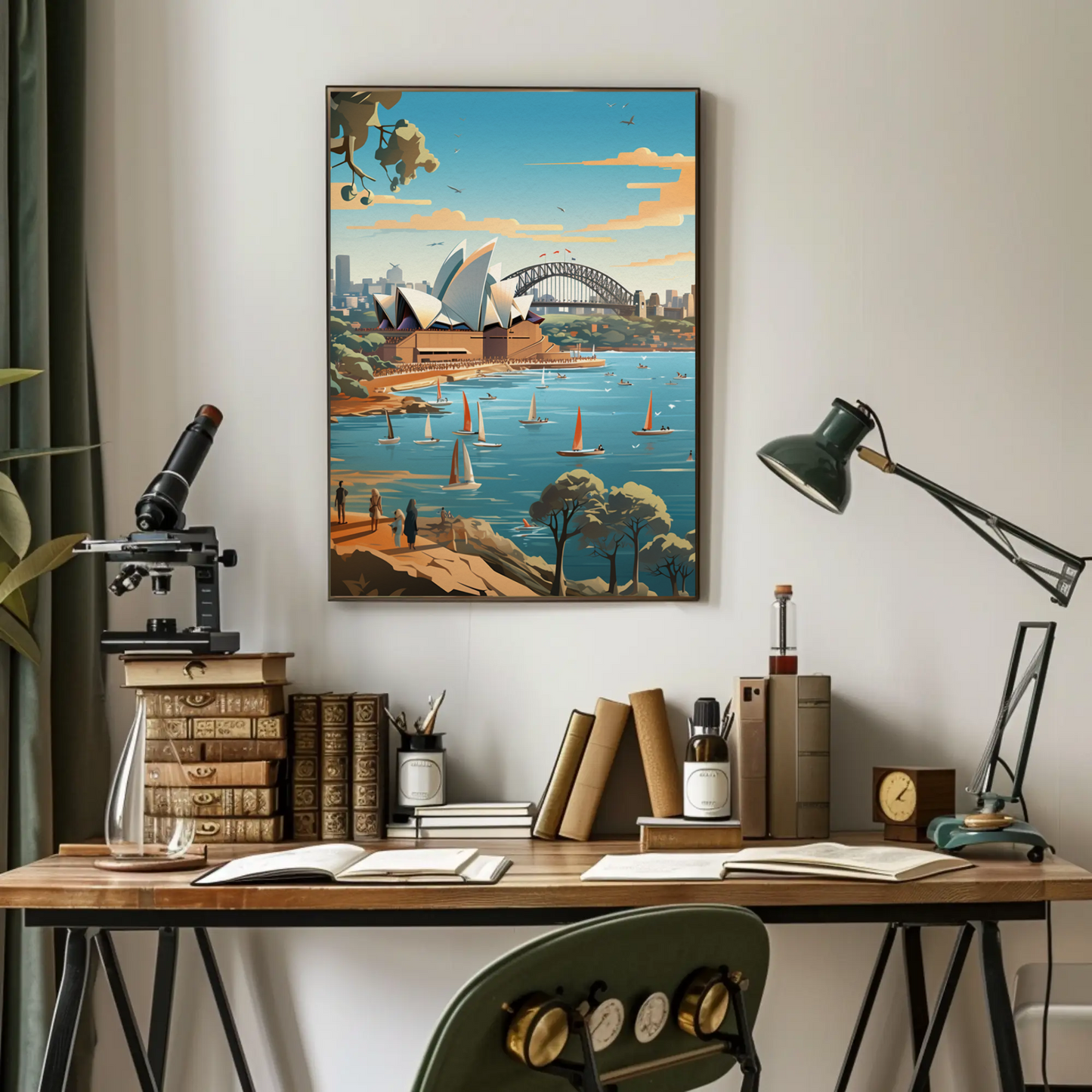 Sydney Opera House Harbor Bridge Boats View Travel Poster