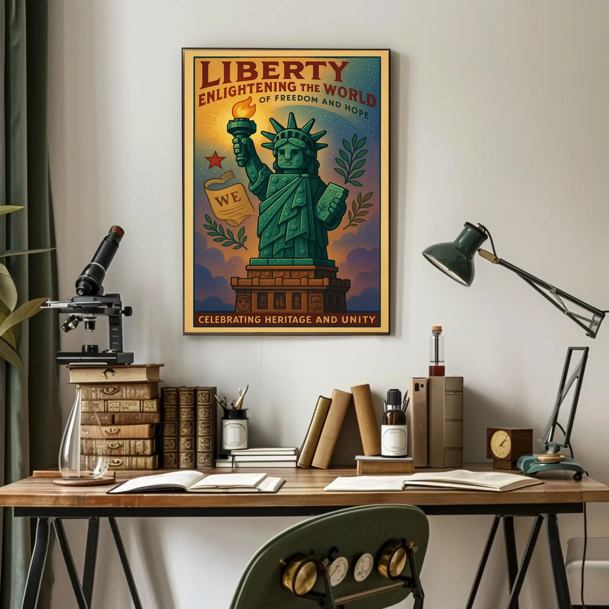 Statue of Liberty Vintage Patriotic Propaganda Poster