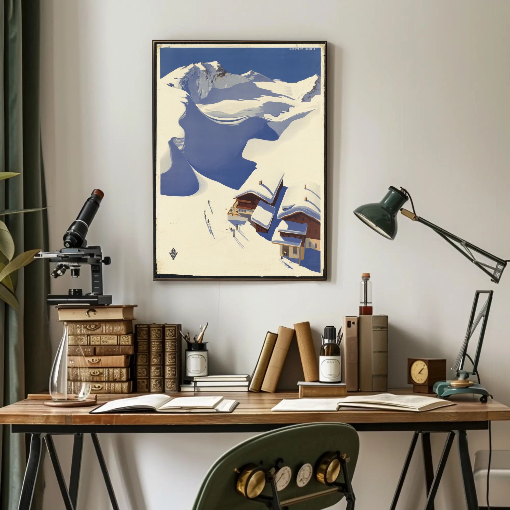 Vivid Vintage Ski Adventure in Austria Travel Poster PosterGoat