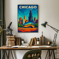 Chicago Skyline And Cloud Gate Poster