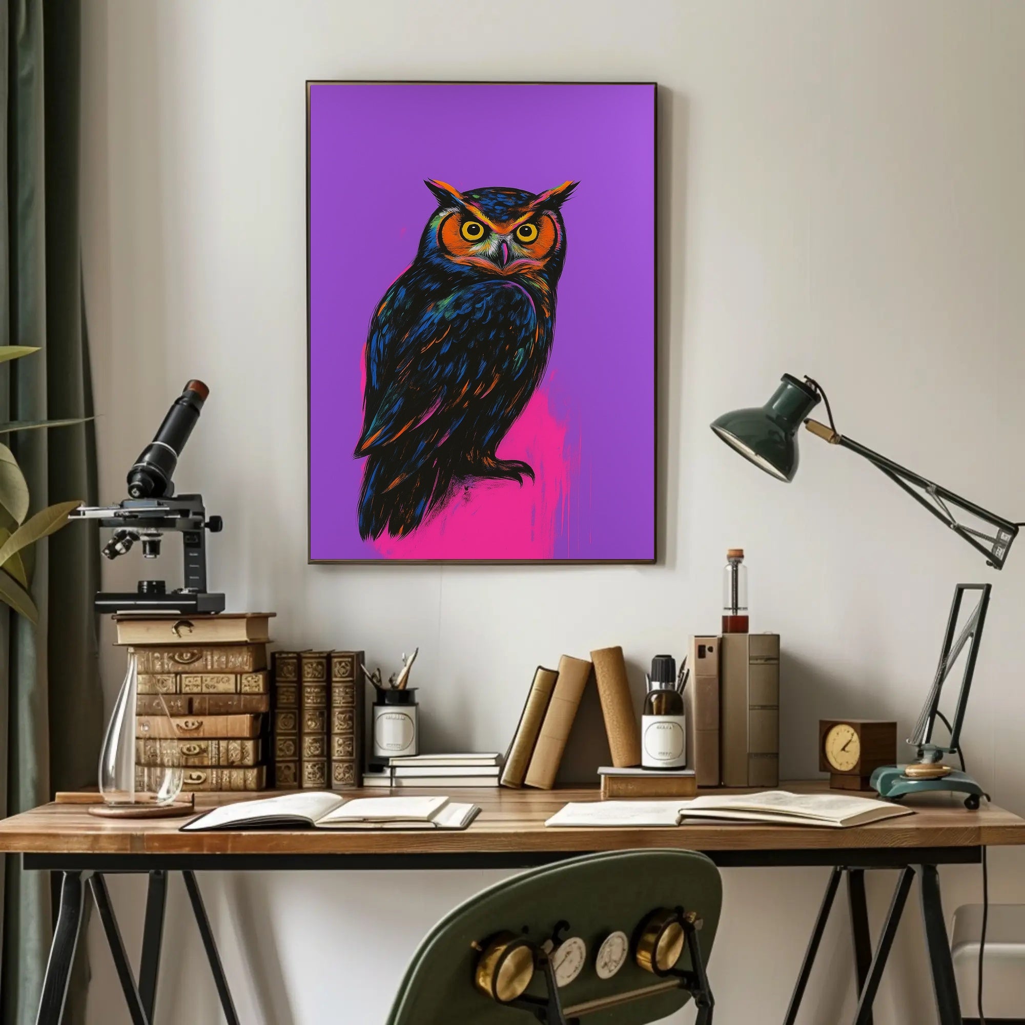 Vibrant Owl Portrait Poster