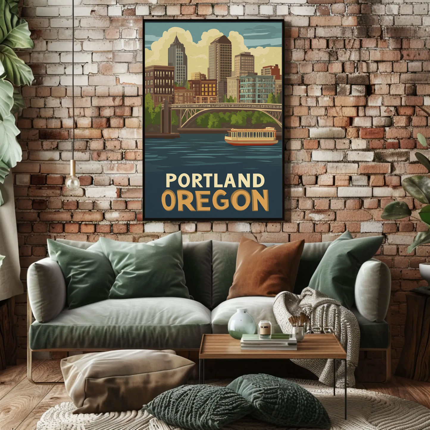 Portland Oregon Cityscape Vintage Poster