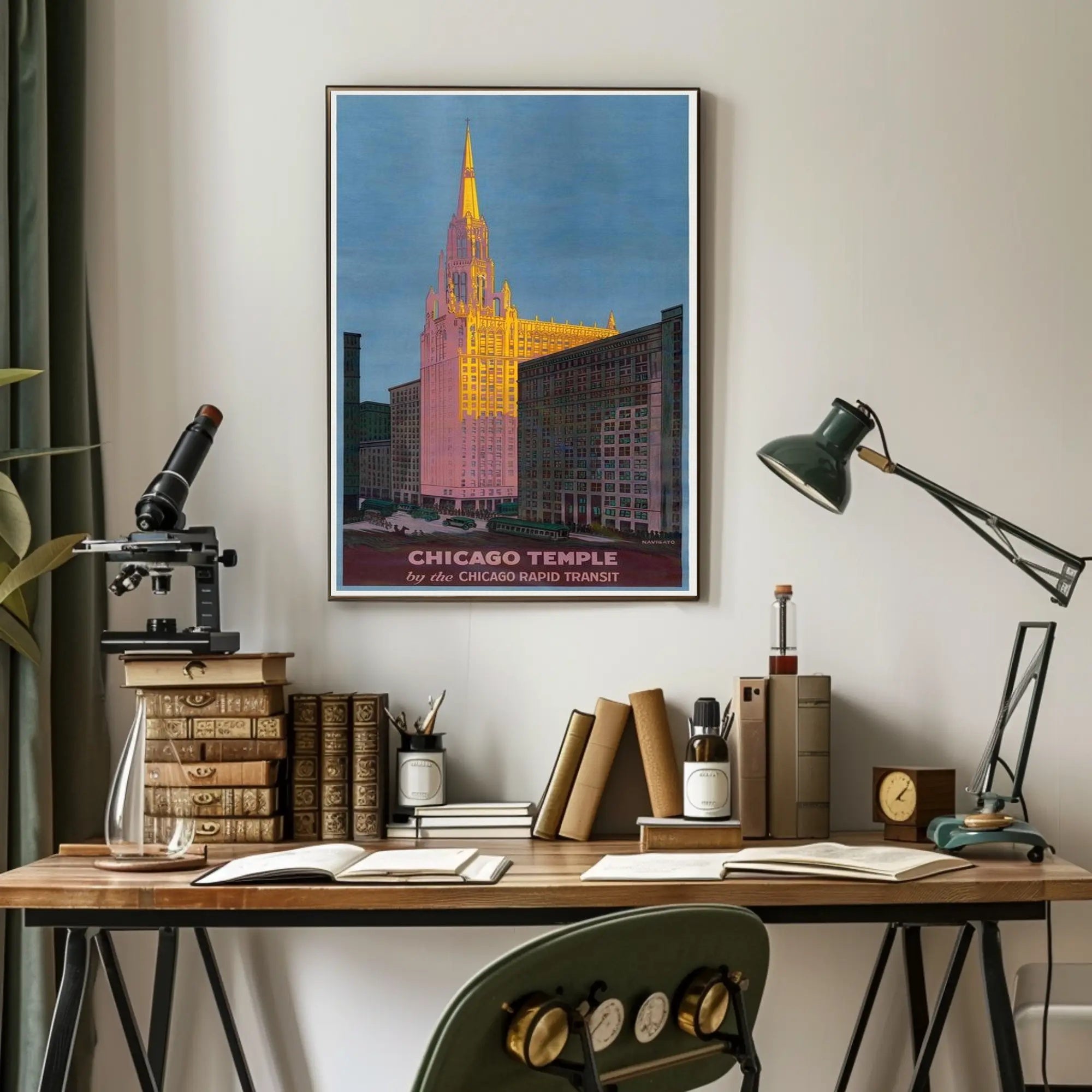 Chicago Temple by the Chicago Rapid Transit Poster PosterGoat