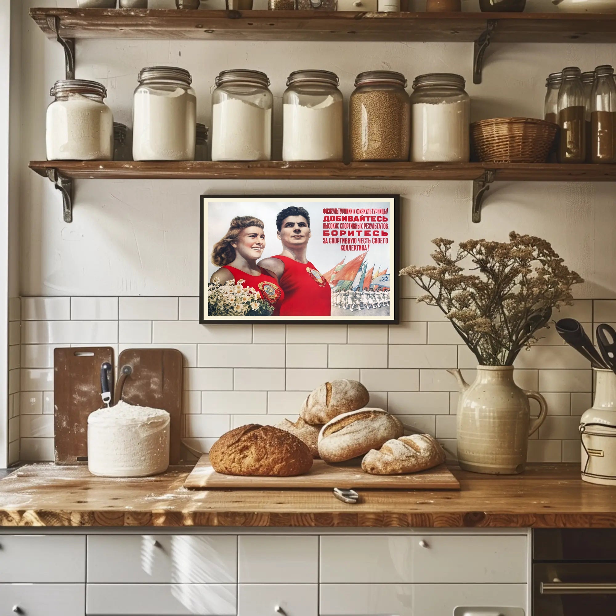 Soviet Athletic Unity Motivational Propaganda Poster