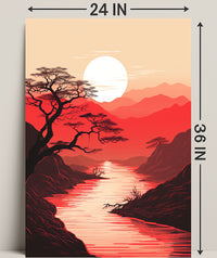 Tranquil Sunset Over Red Mountains Poster