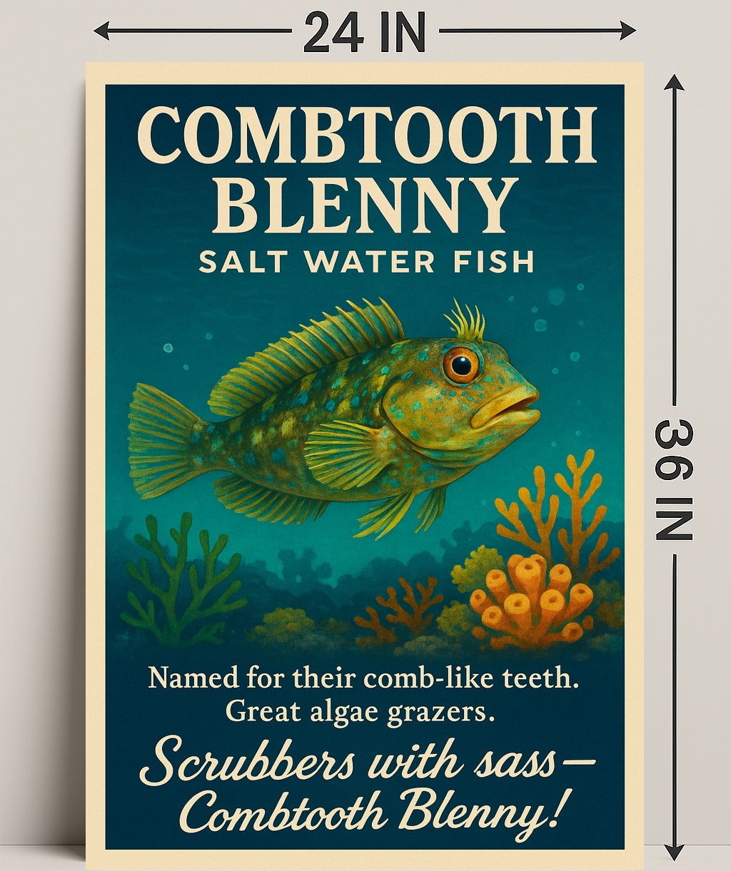 Combtooth Blenny Saltwater Fish Poster Art PosterGoat